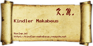 Kindler Makabeus névjegykártya